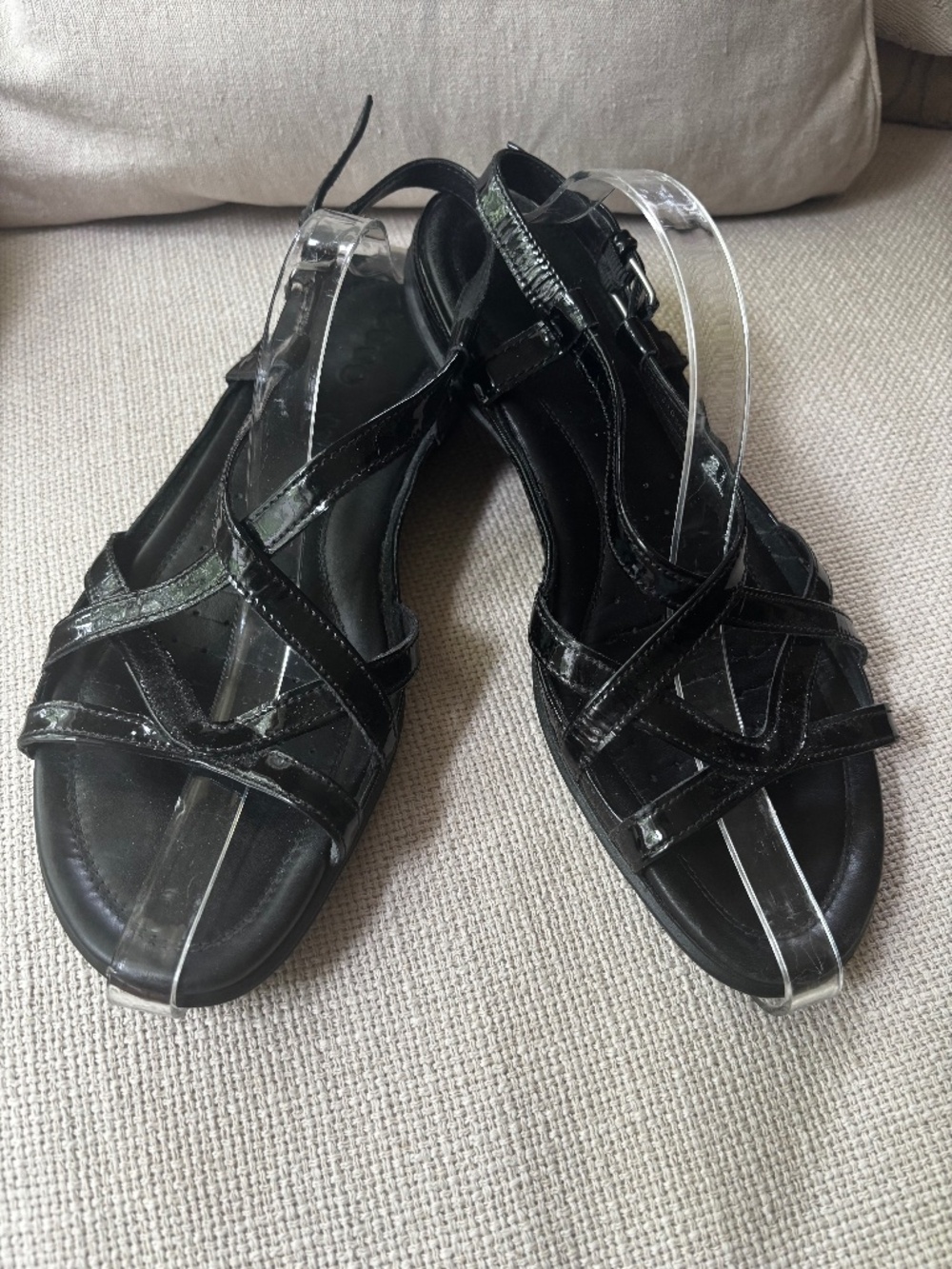 ECCO Flash Women's Patent Leather Flat Sandal Size 10